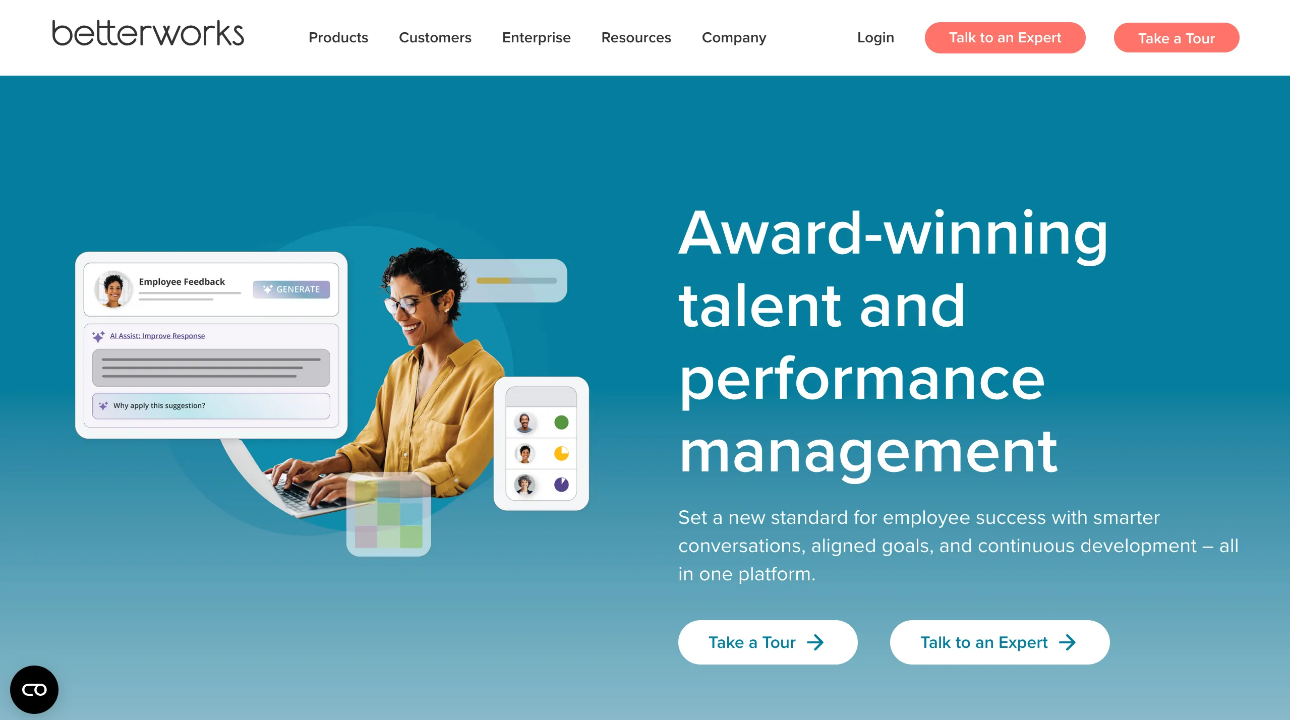 Betterworks is an enterprise performance and OKR management software for aligning goals and tracking progress across teams.