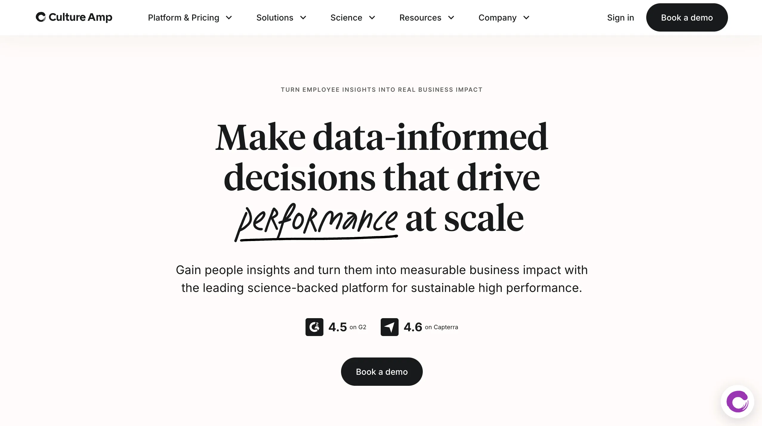 CultureAmp is an employee engagement and performance platform focused on surveys, analytics, and feedback insights.