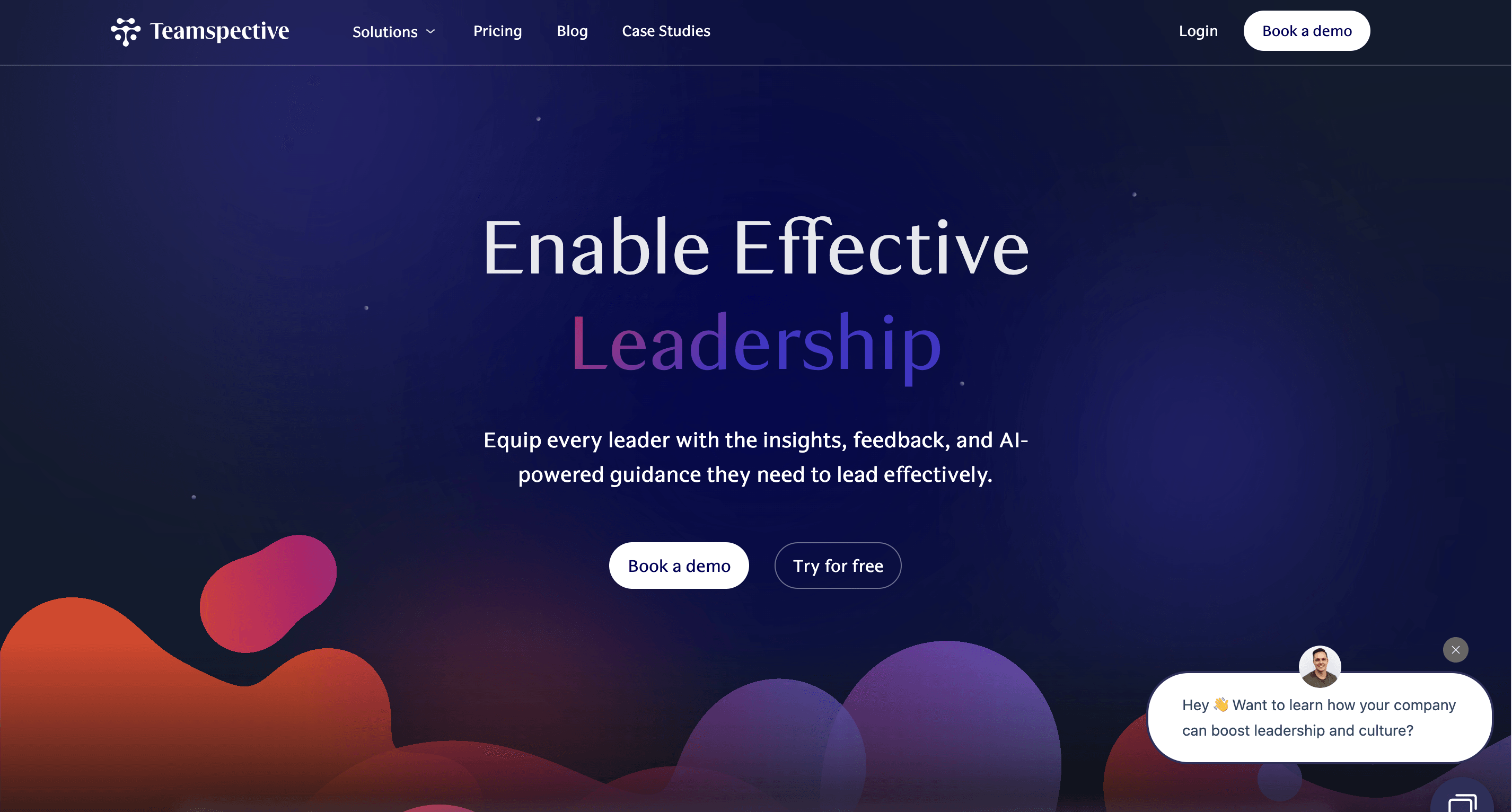 Teamspective leadership enablement platform showing Slack-based feedback and AI-driven insights
