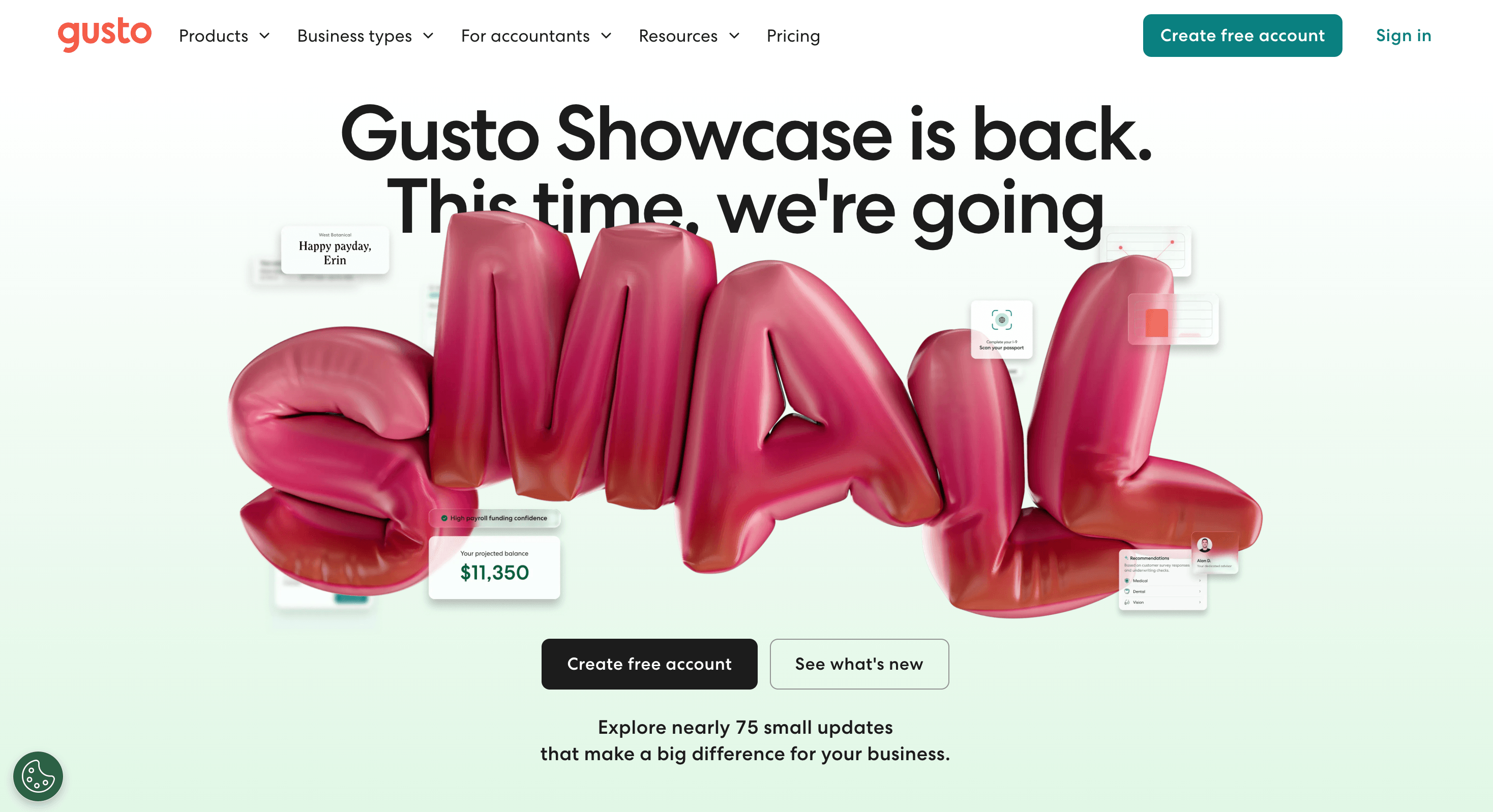Gusto landing page