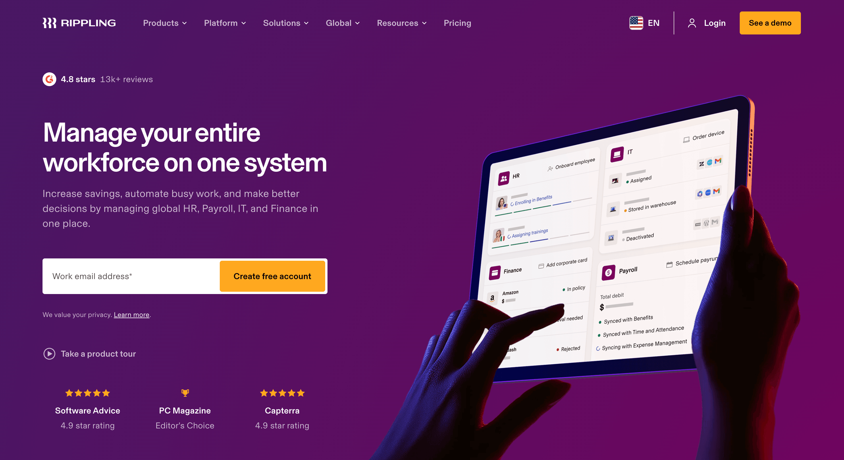 Rippling landing page