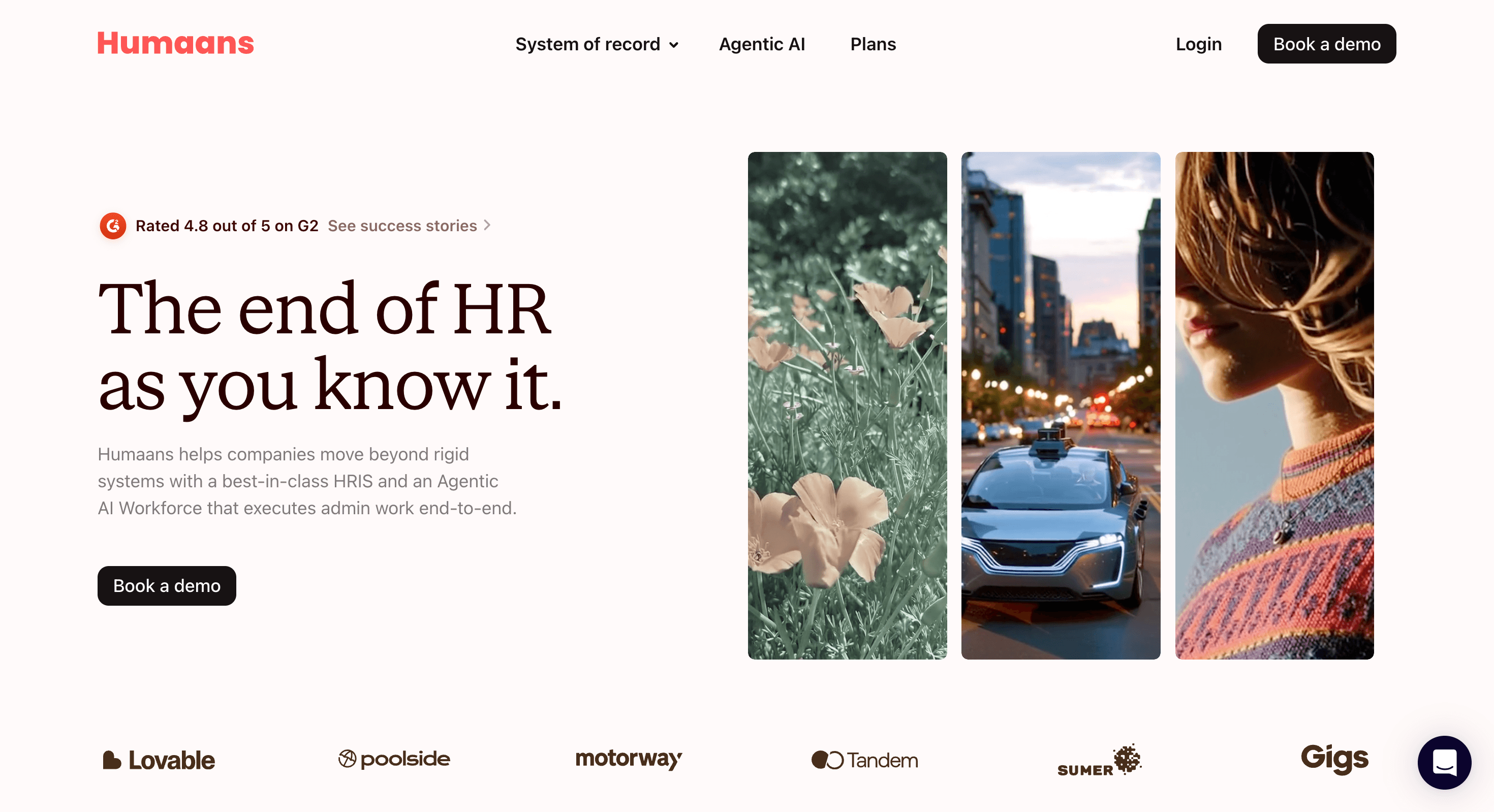 Humaans landing page