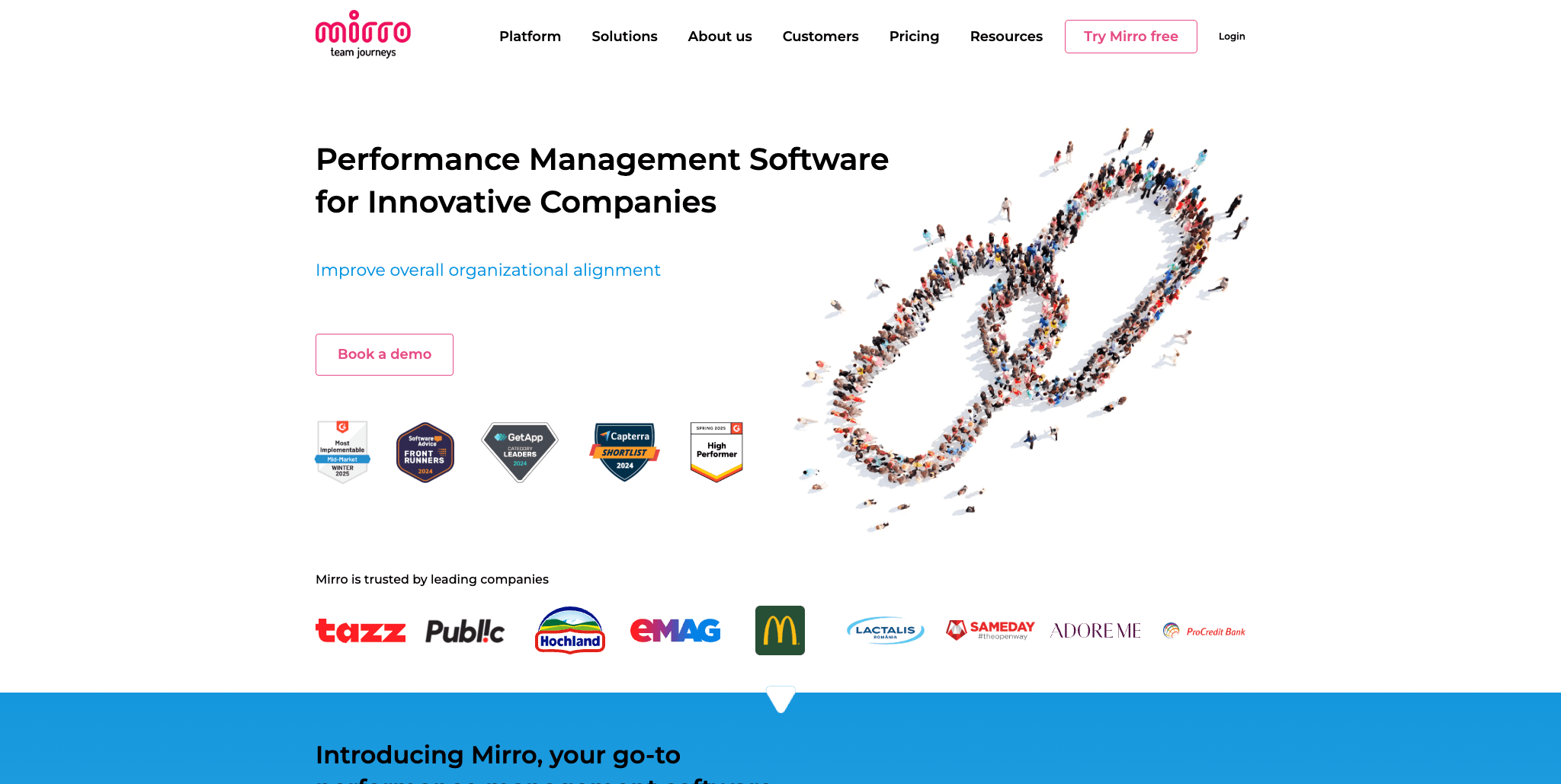 Mirro is a people enablement and recognition platform that fosters feedback, transparency, and employee engagement
